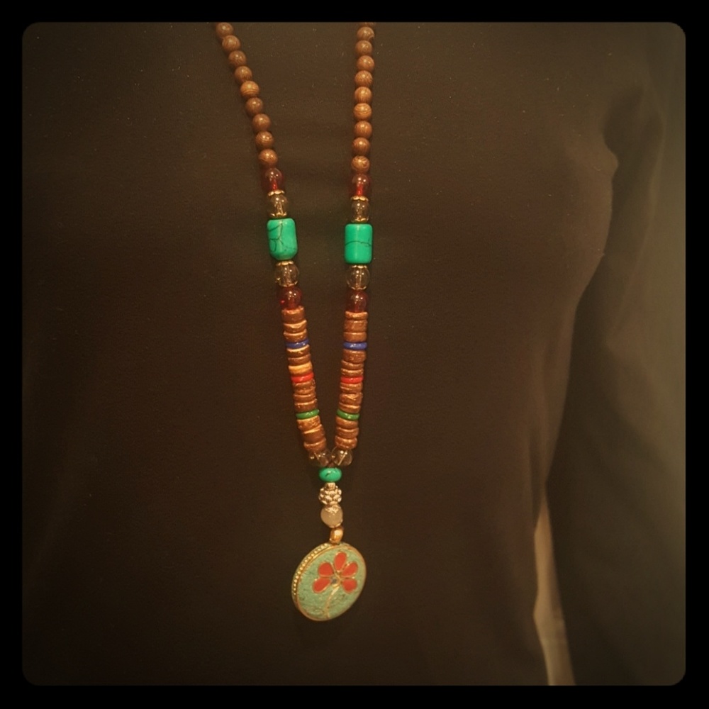 NEW Nepalese Tibetan Buddah Bead Pendant Necklace